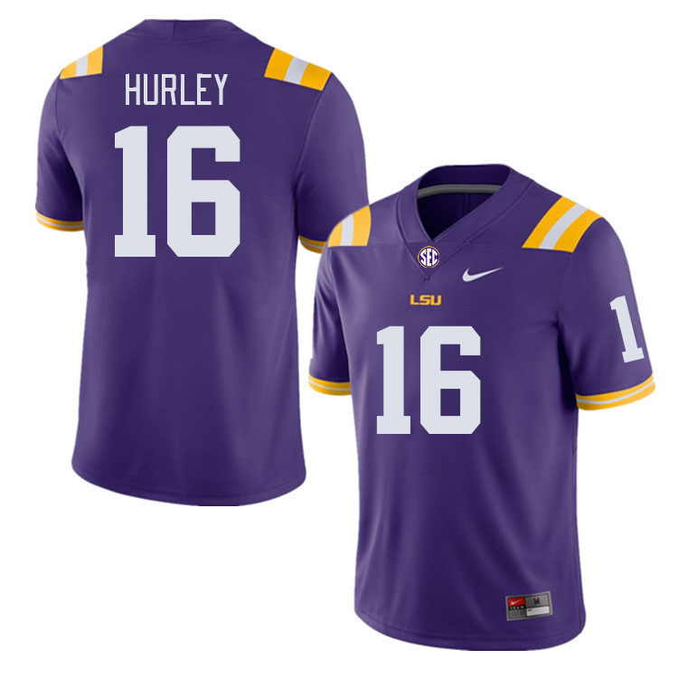 Men #16 Colin Hurley LSU Tigers College Football Jerseys Stitched-Purple